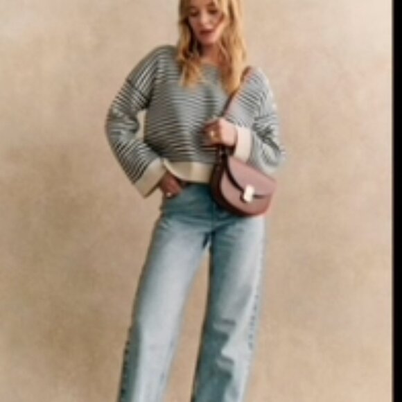 Sezane Daisy Jumper - Natural / Navy - Organic Cotton - Picture 2 of 5